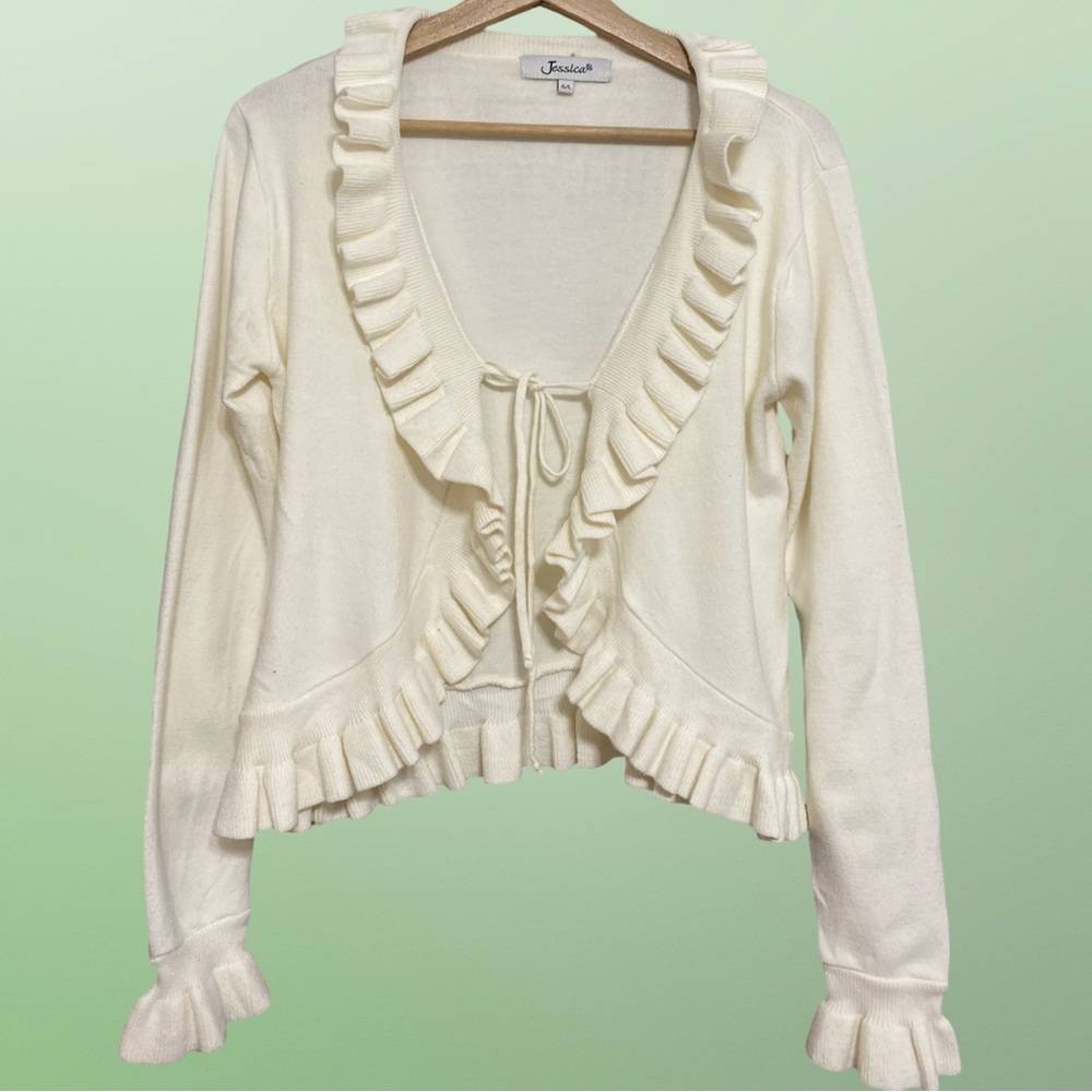 Ruffled tie-up cardigan